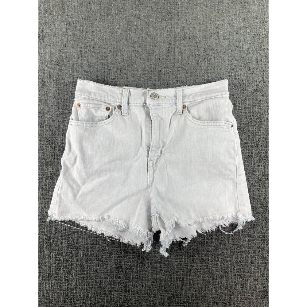 Levis High Rise Denim Shorts Light Wash Frayed Hem Size 27 72876-0013